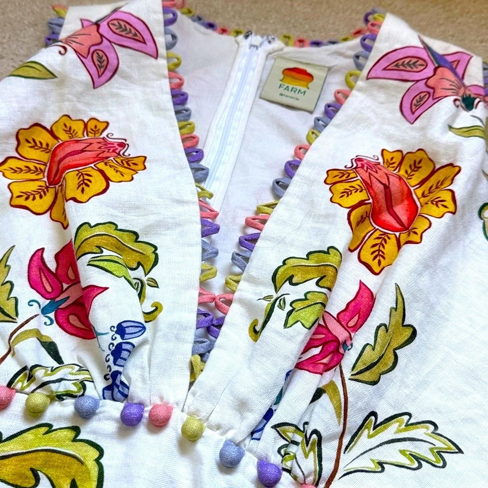 FARM RIO “Floral insects” linen long dress - Picture 4 of 8